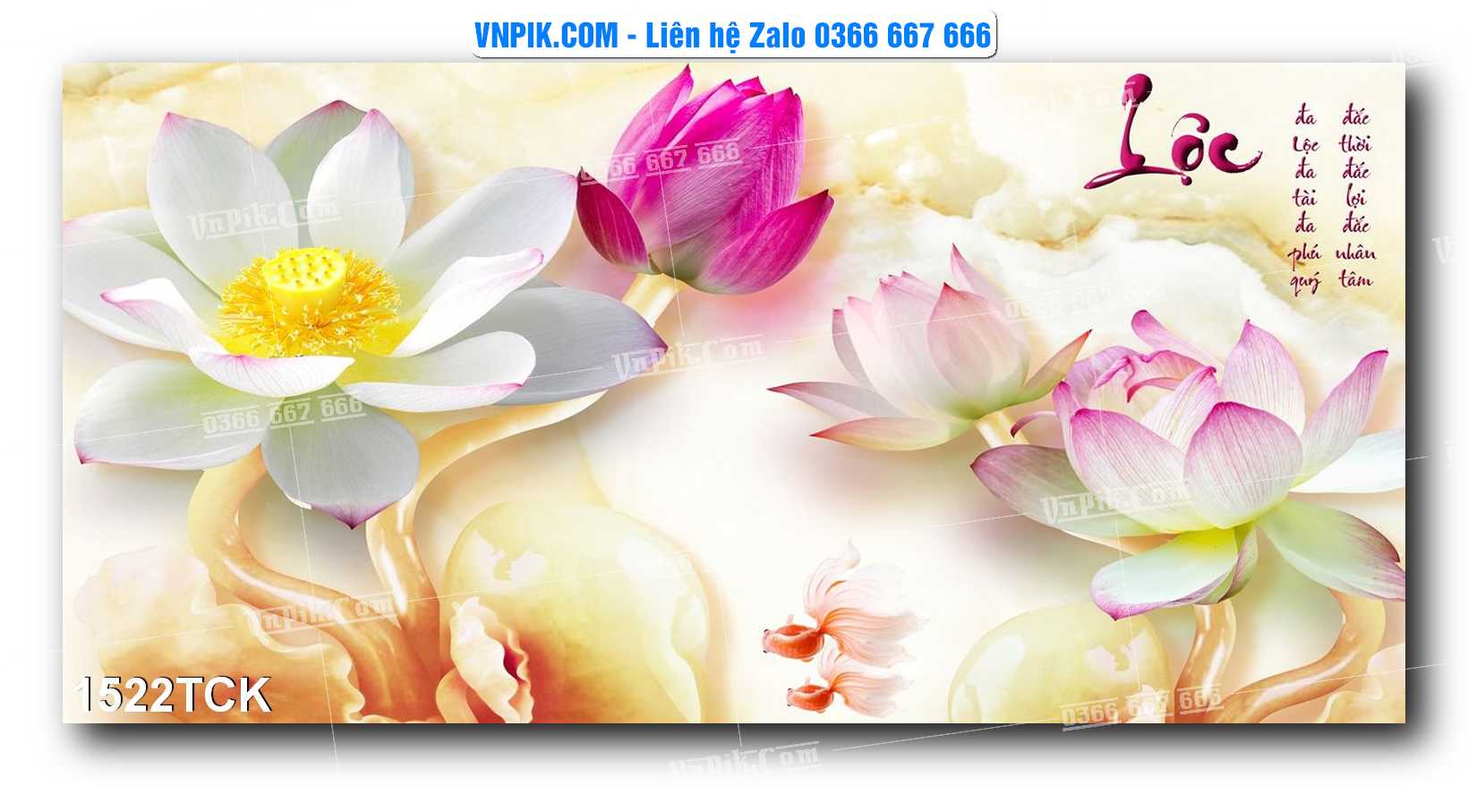 Tranh Hoa Sen – Cá Koi – Cá Chép 1522TCK