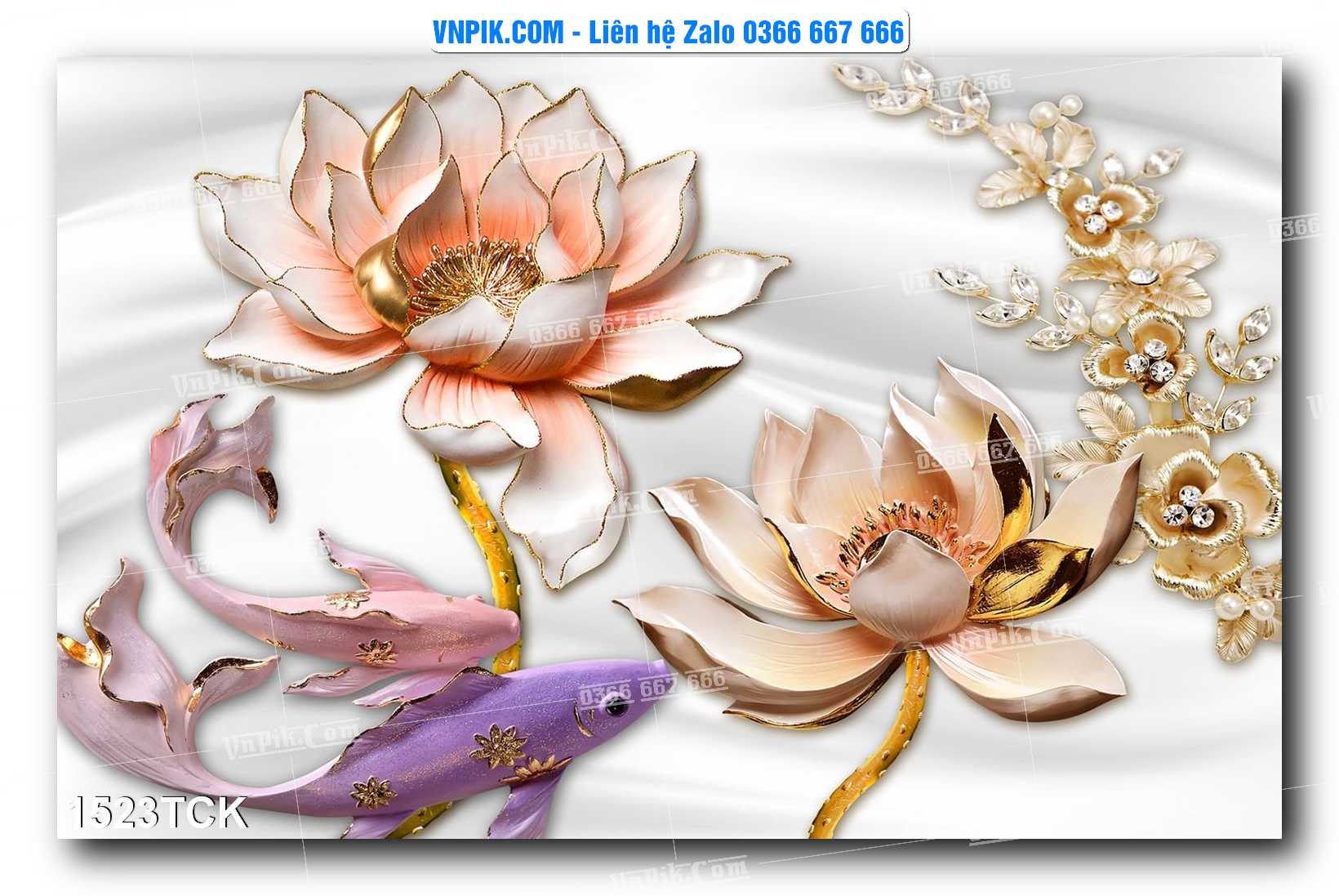 Tranh Hoa Sen – Cá Koi – Cá Chép 1523TCK