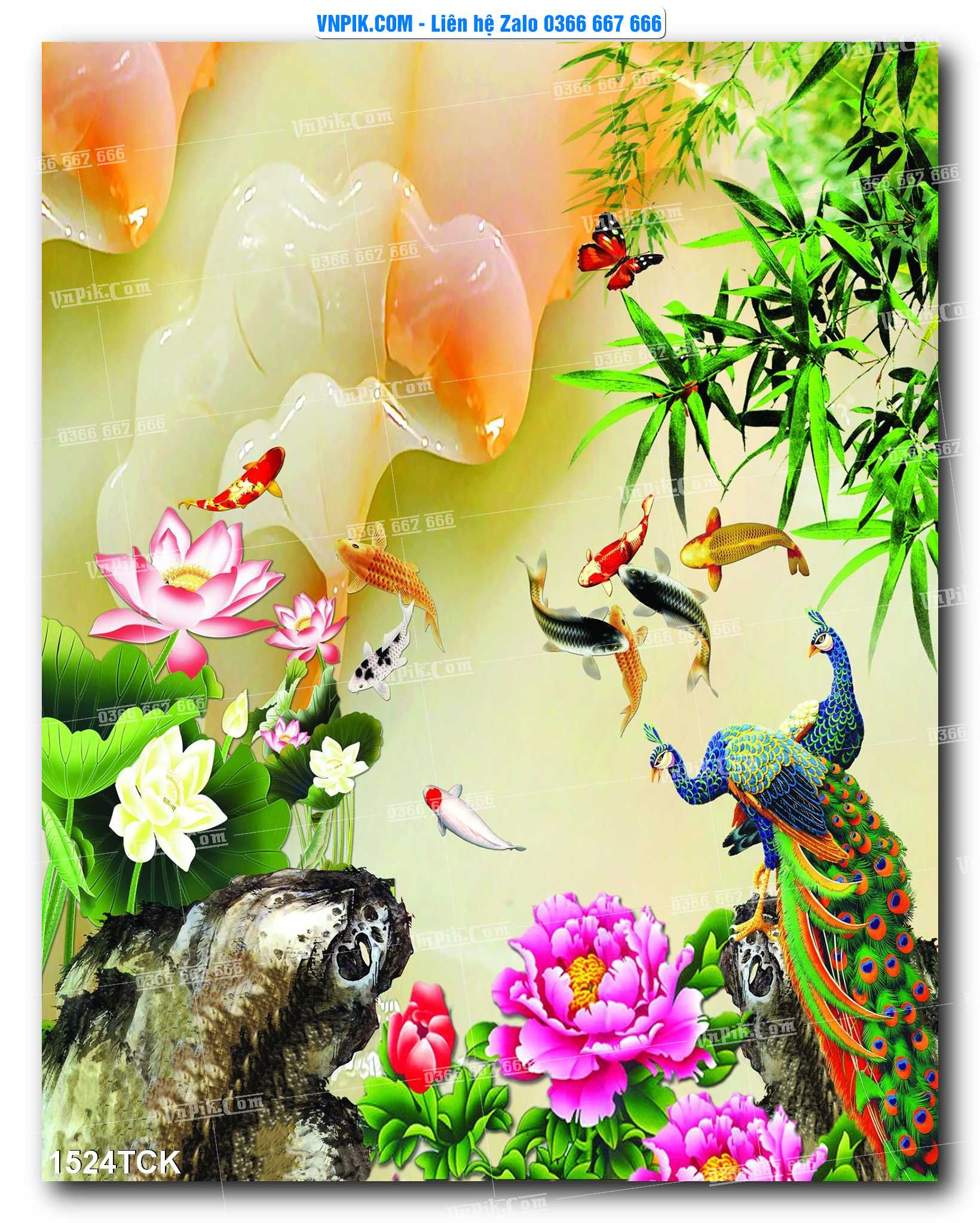 Tranh Hoa Sen – Cá Koi – Cá Chép 1524TCK