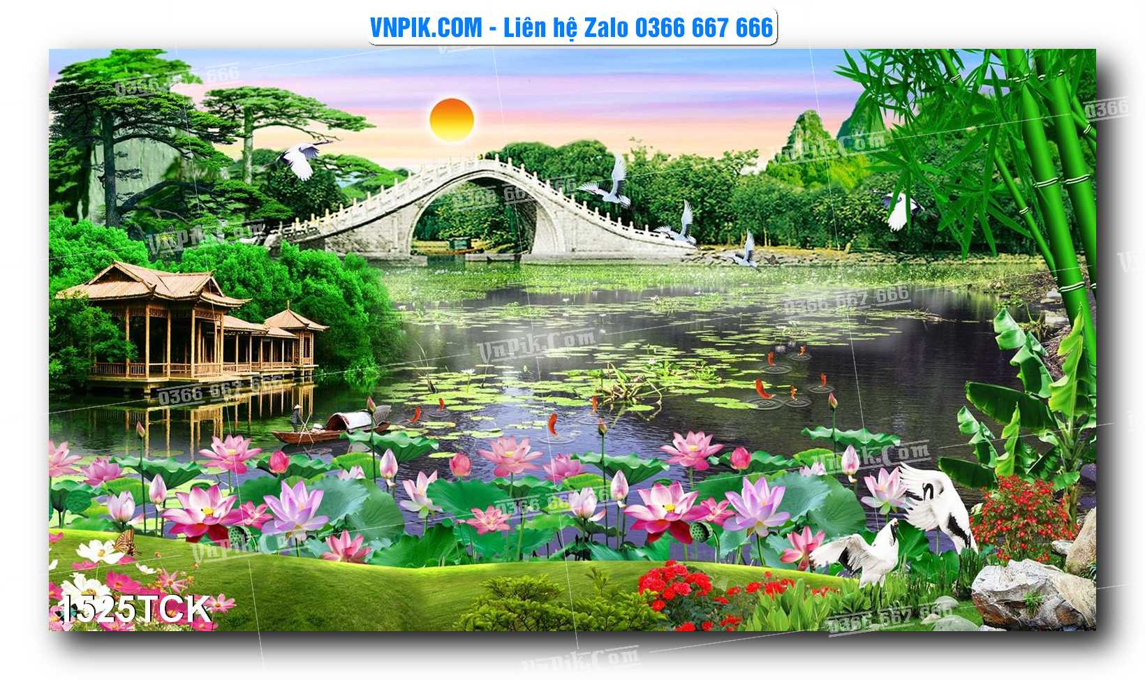 Tranh Hoa Sen – Cá Koi – Cá Chép 1525TCK