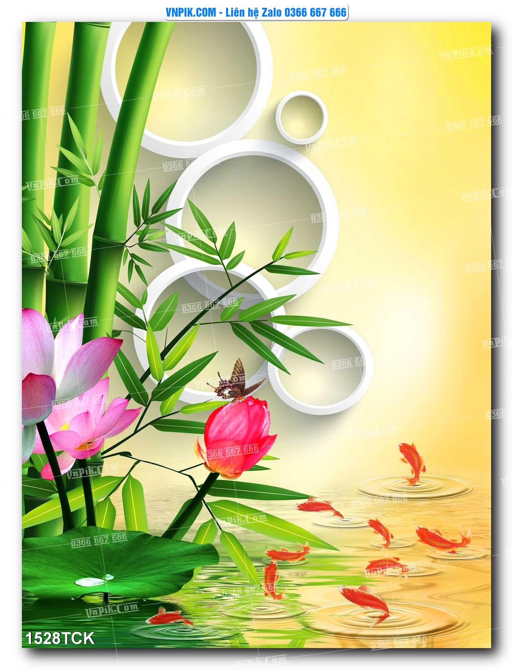 Tranh Hoa Sen – Cá Koi – Cá Chép 1528TCK
