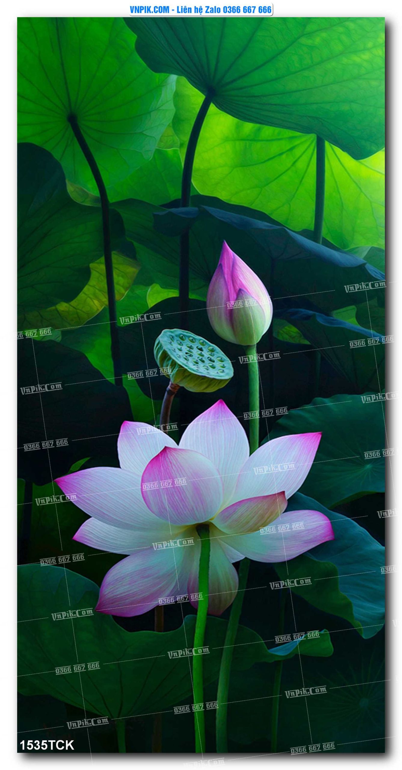 Tranh Hoa Sen – Cá Koi – Cá Chép 1535TCK