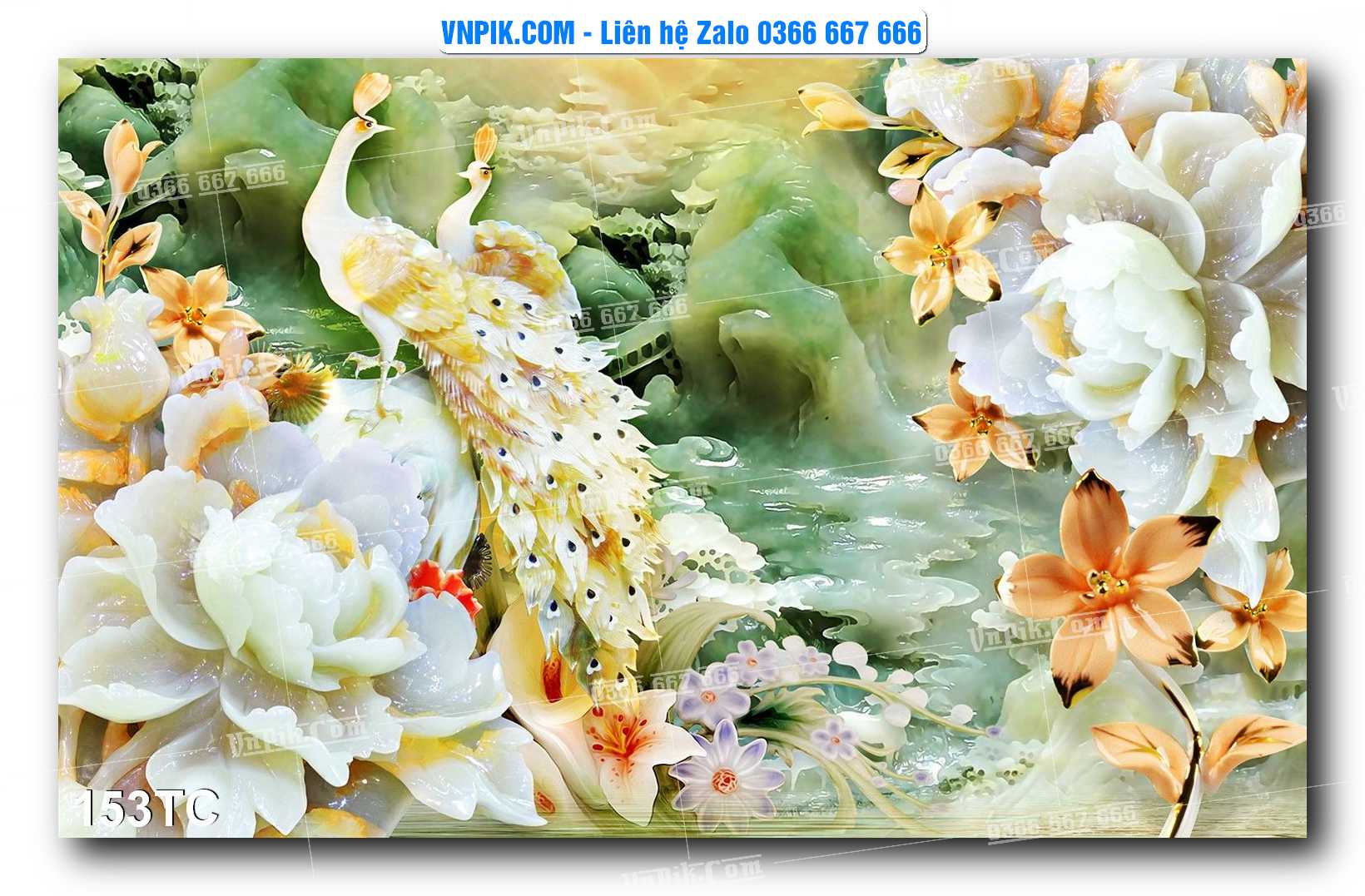 Tranh Treo Tường – Chim Công Hoa Mẫu Đơn 153TC