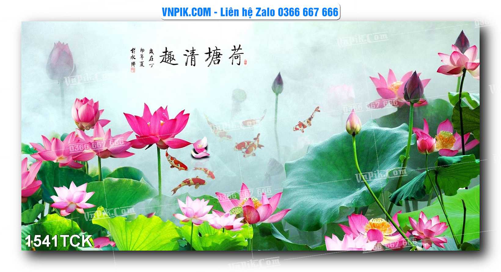 Tranh Hoa Sen – Cá Koi – Cá Chép 1541TCK