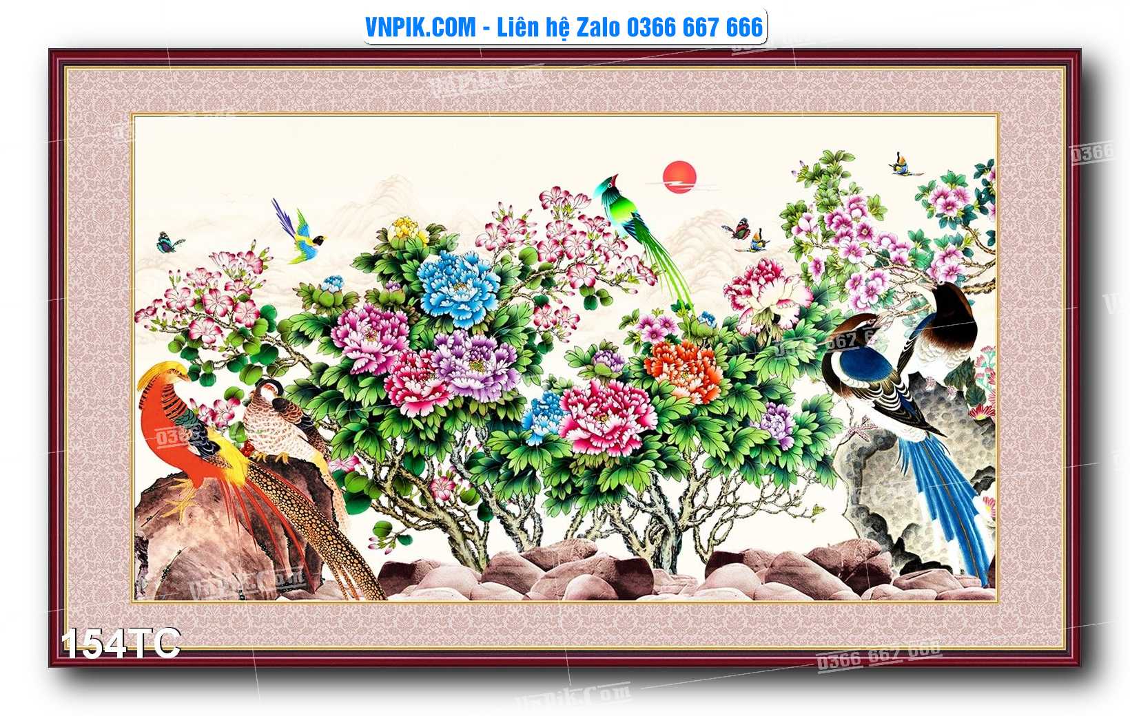 Tranh Treo Tường – Chim Công Hoa Mẫu Đơn 154TC