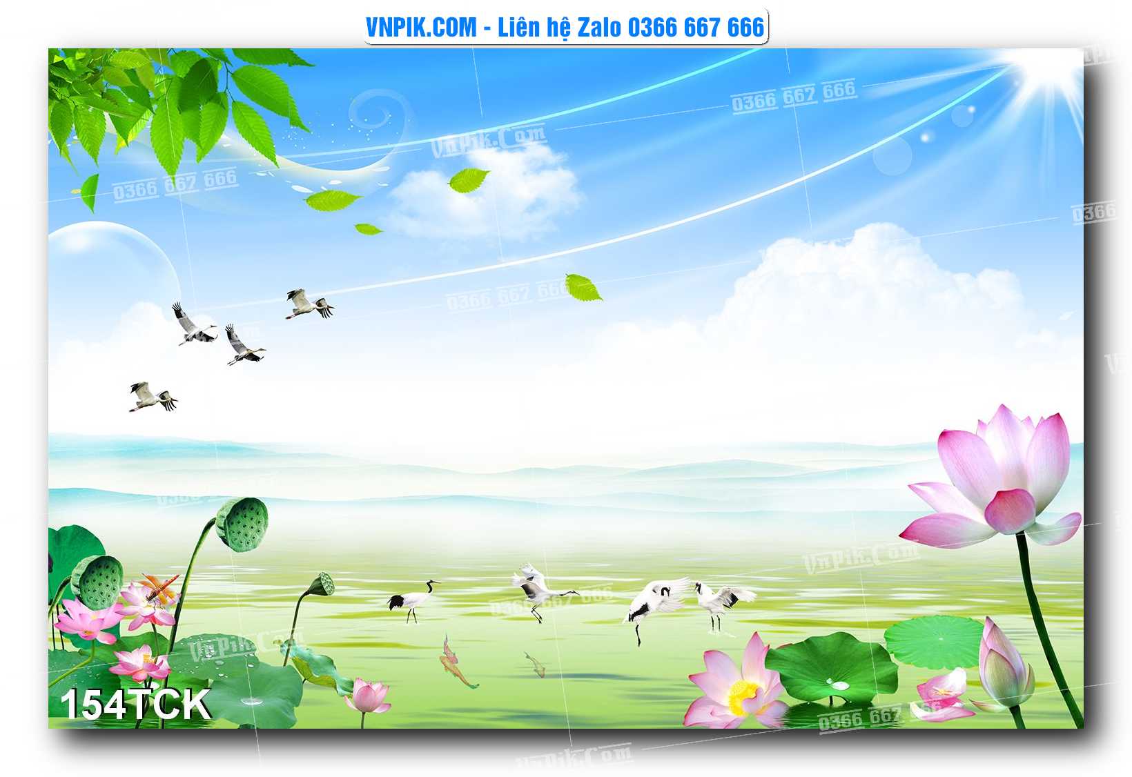 Tranh Hoa Sen – Cá Koi – Cá Chép  154TCK