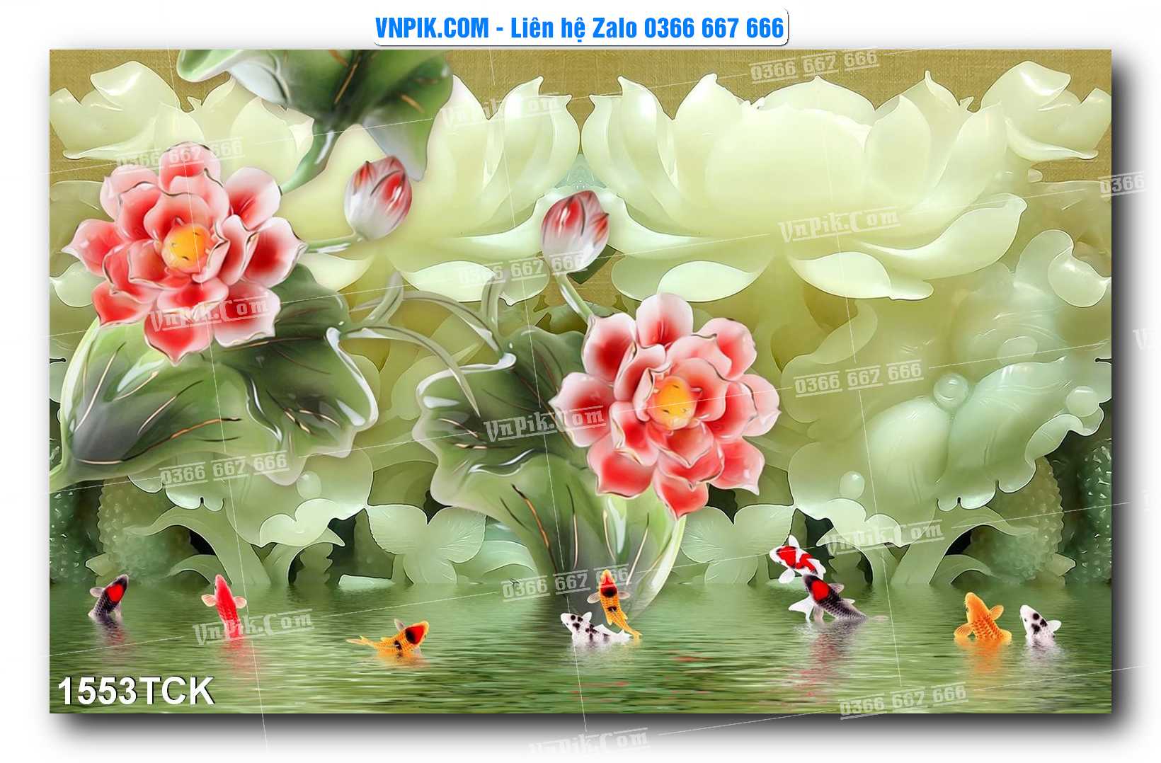 Tranh Hoa Sen – Cá Koi – Cá Chép 1553TCK