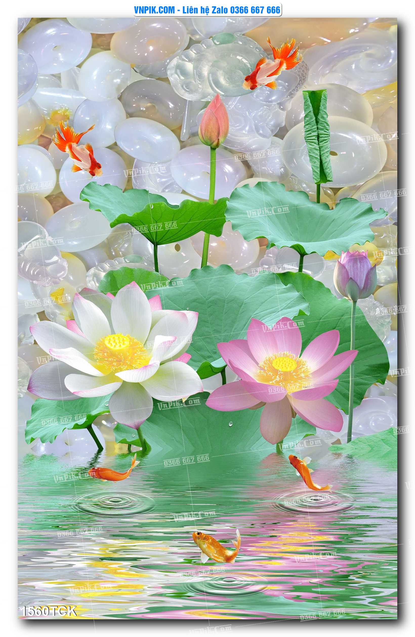 Tranh Hoa Sen – Cá Koi – Cá Chép 1560TCK