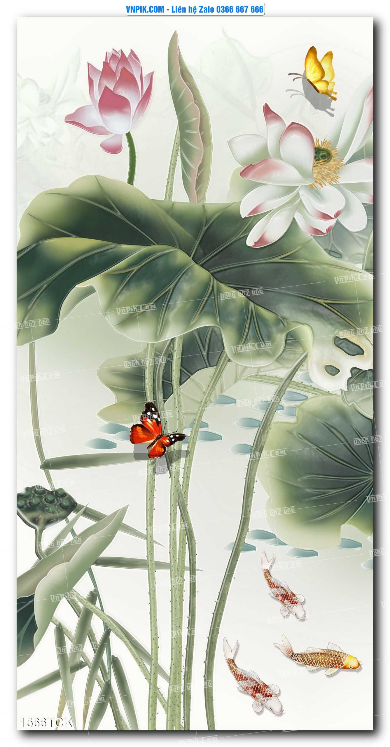 Tranh Hoa Sen – Cá Koi – Cá Chép 1566TCK
