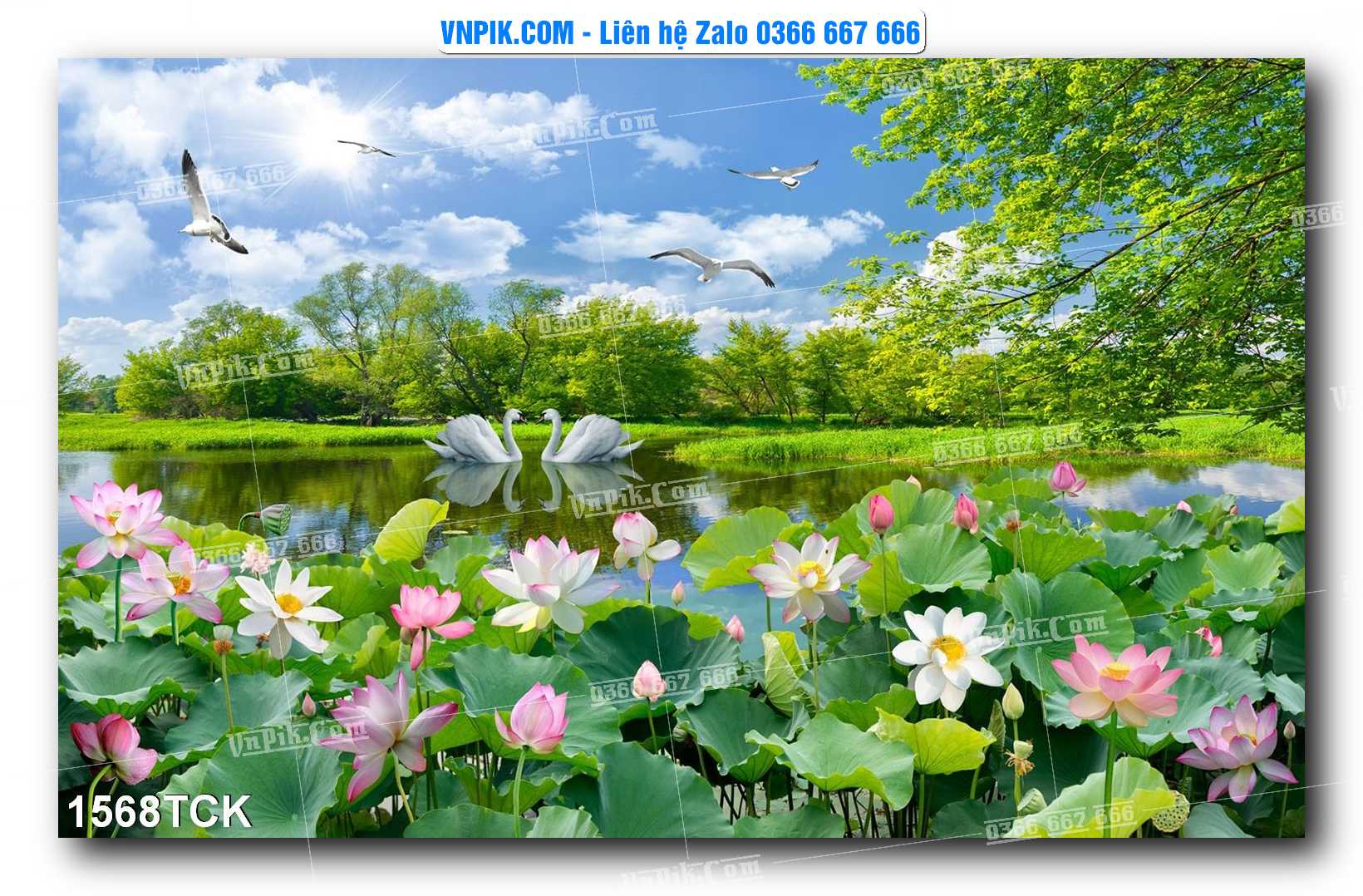 Tranh Hoa Sen – Cá Koi – Cá Chép 1568TCK