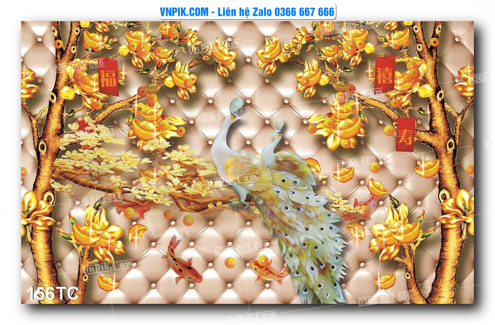 Tranh Treo Tường – Chim Công Hoa Mẫu Đơn 156TC