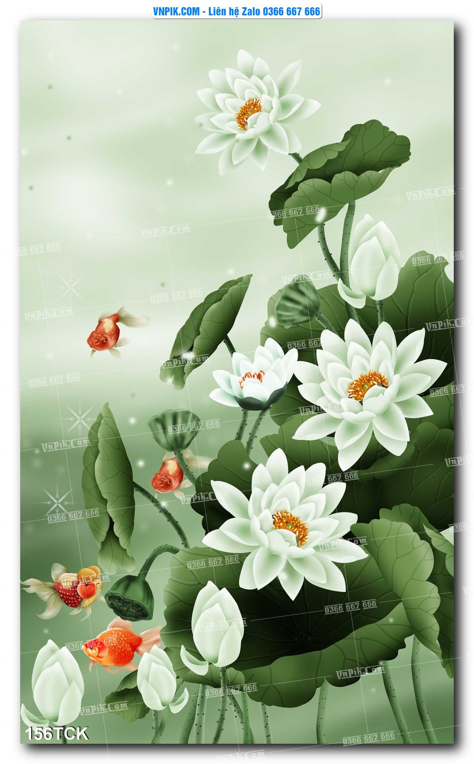 Tranh Hoa Sen – Cá Koi – Cá Chép  156TCK