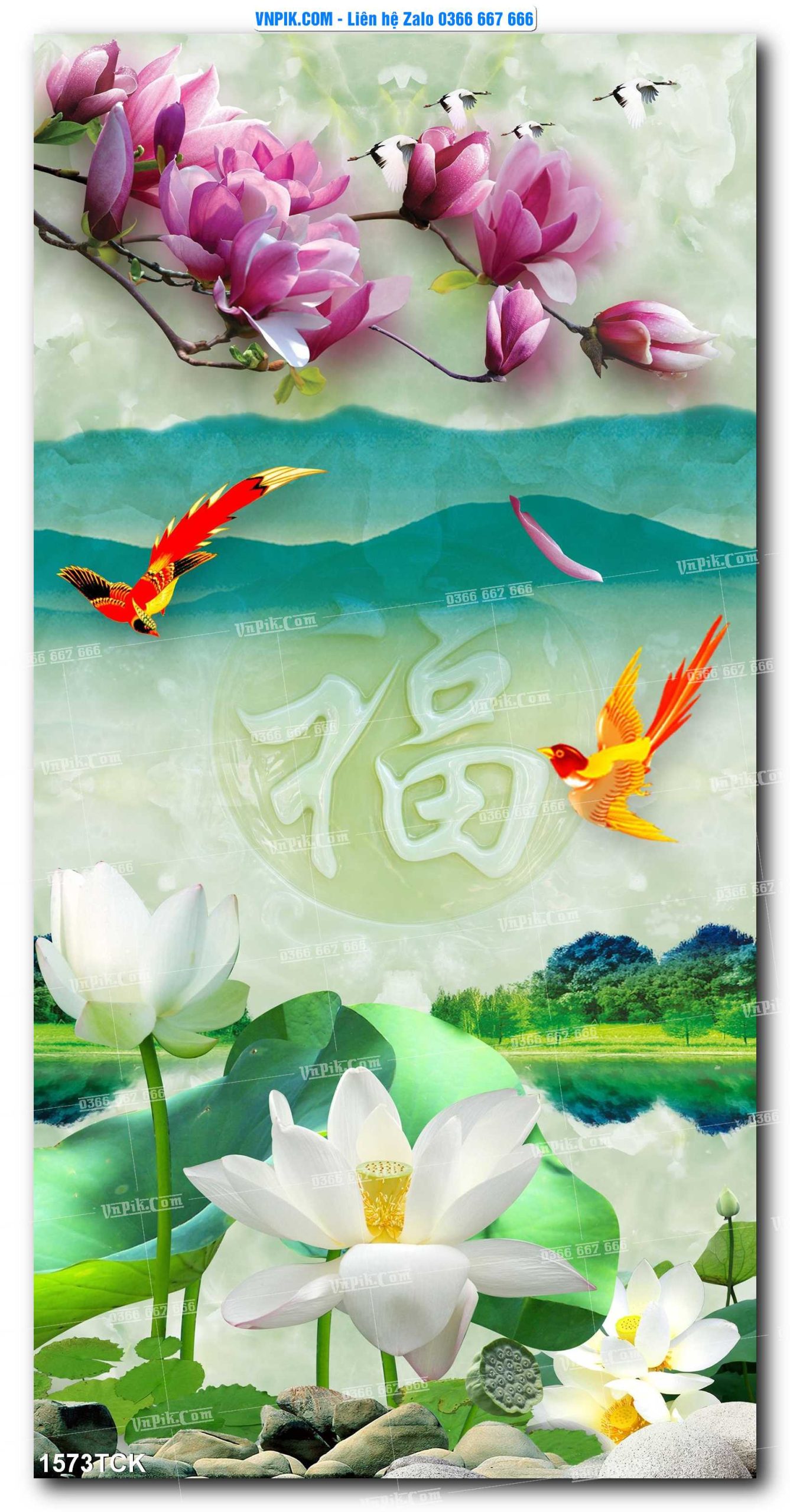 Tranh Hoa Sen – Cá Koi – Cá Chép 1573TCK