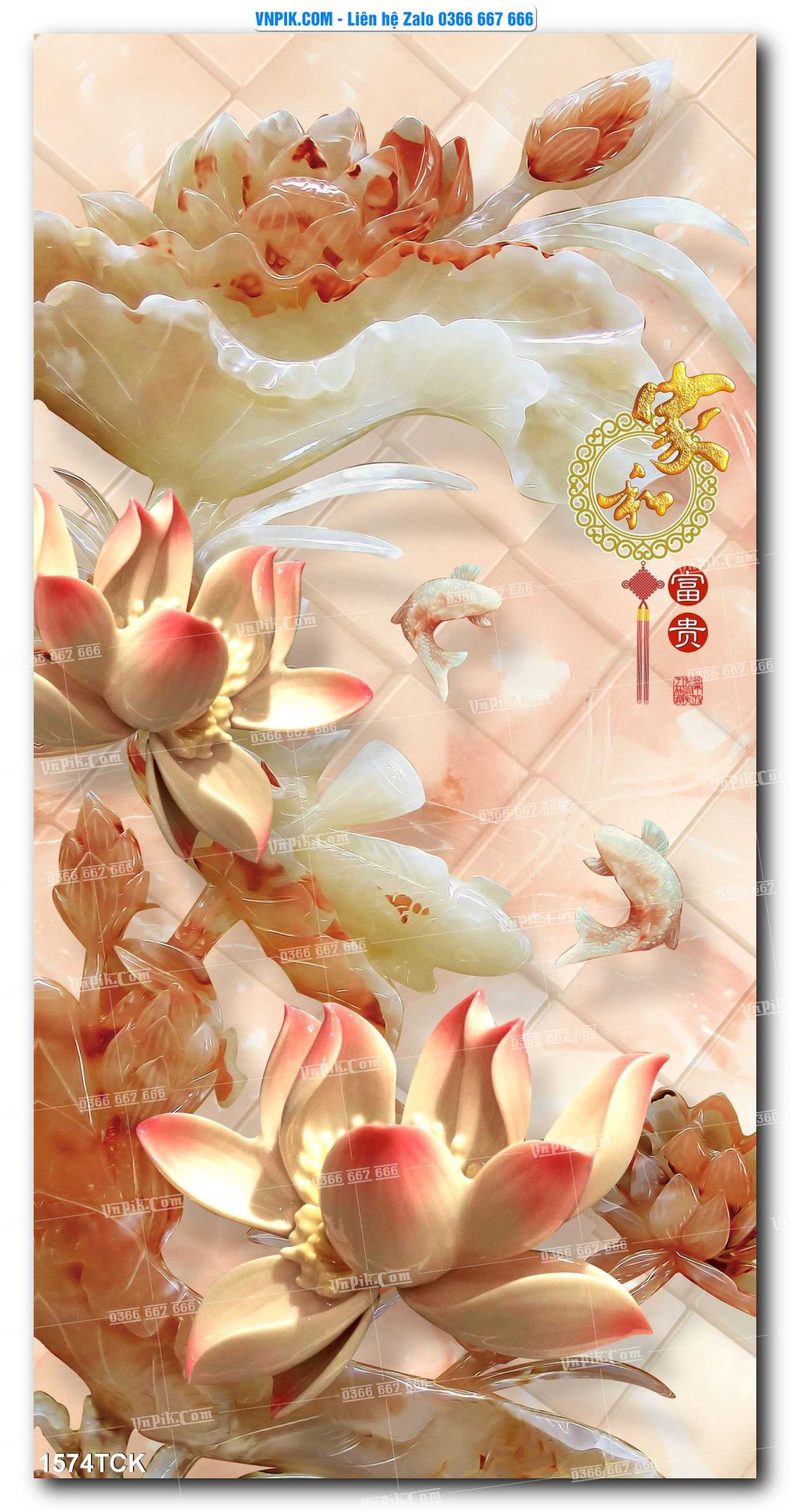 Tranh Hoa Sen – Cá Koi – Cá Chép 1574TCK