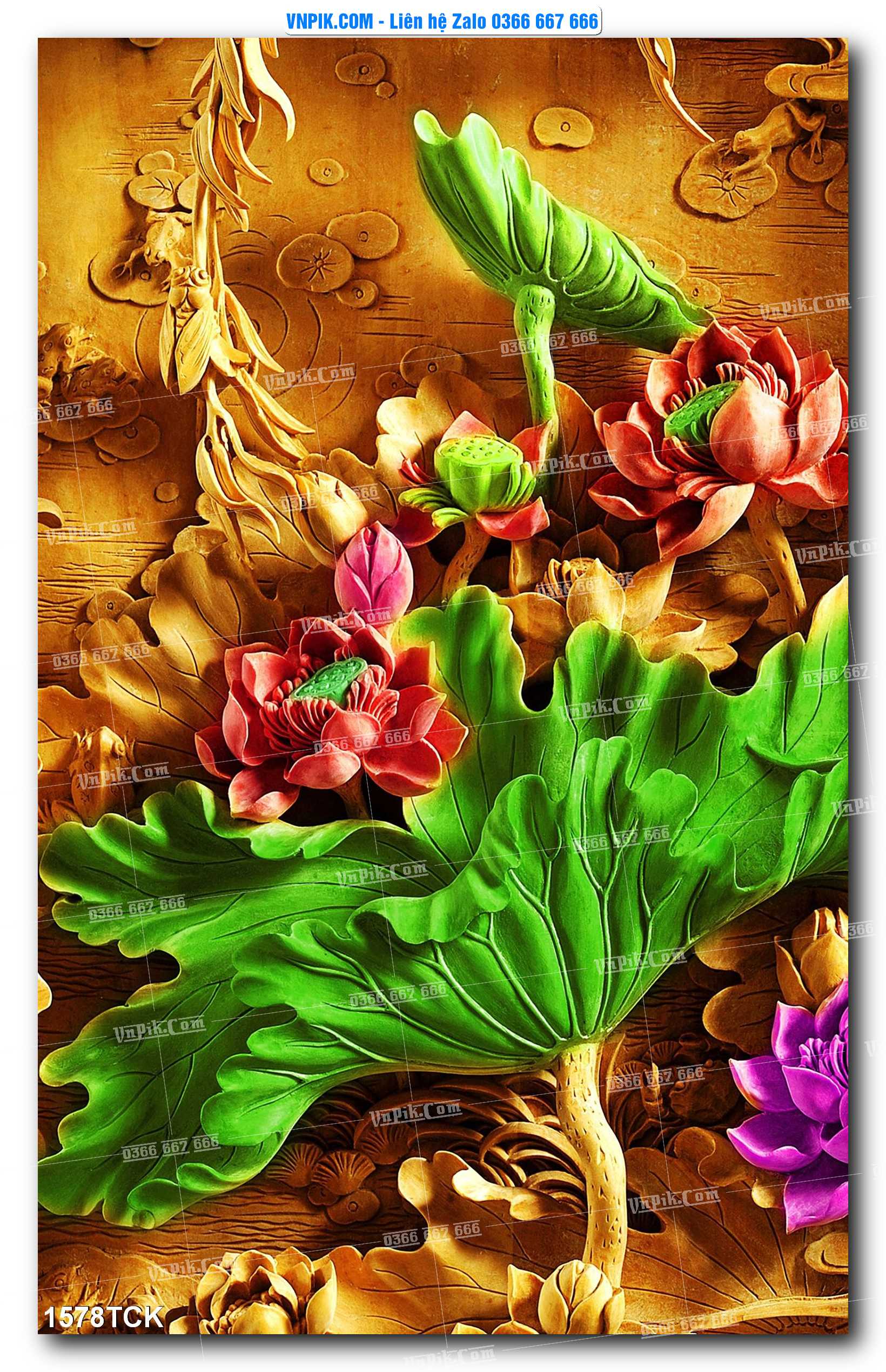 Tranh Hoa Sen – Cá Koi – Cá Chép 1578TCK