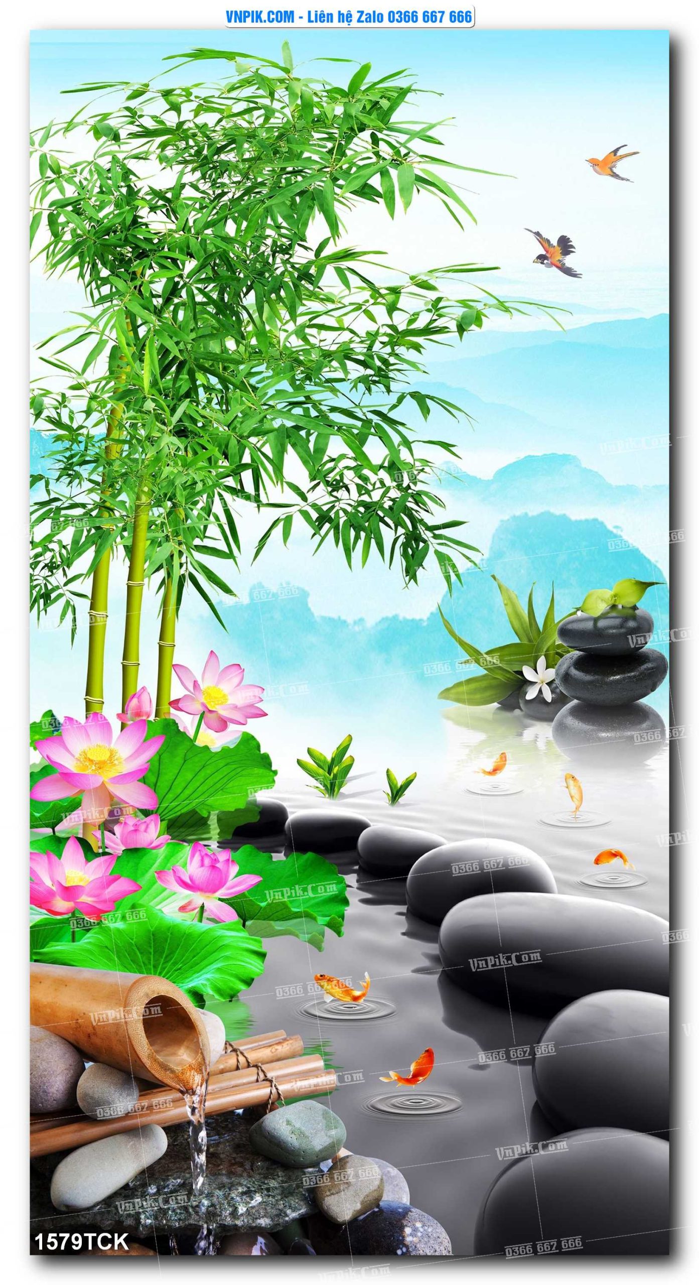 Tranh Hoa Sen – Cá Koi – Cá Chép 1579TCK