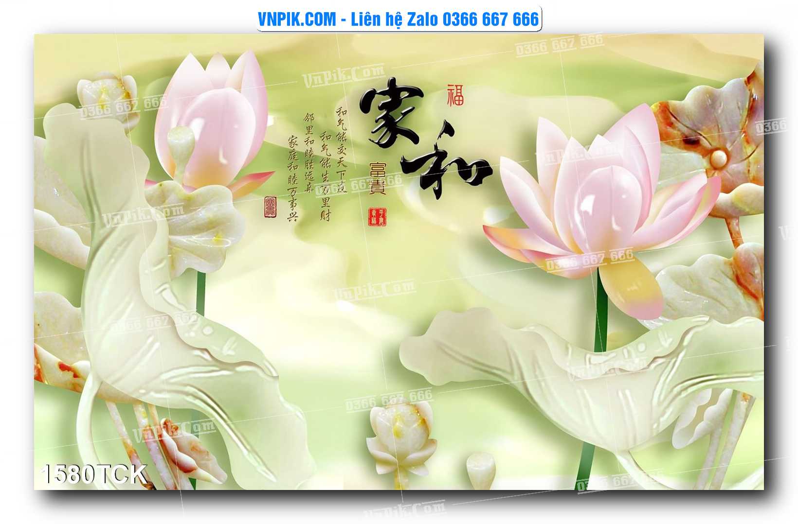 Tranh Hoa Sen – Cá Koi – Cá Chép 1580TCK