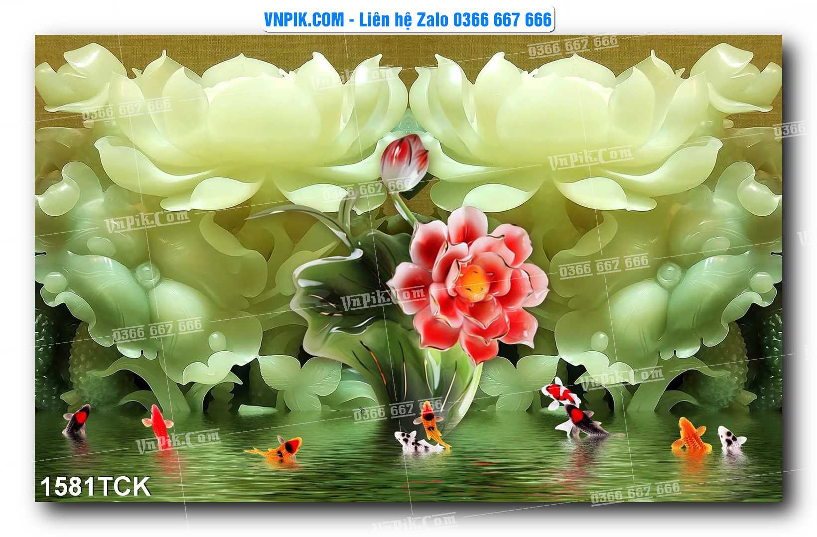 Tranh Hoa Sen – Cá Koi – Cá Chép 1581TCK