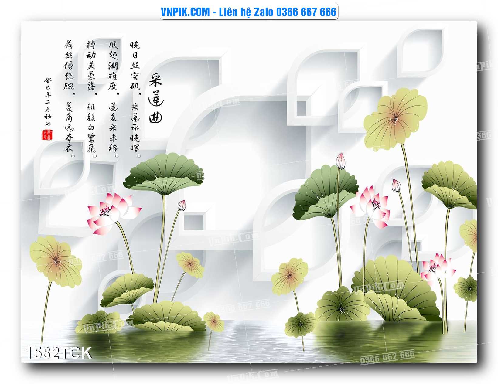 Tranh Hoa Sen – Cá Koi – Cá Chép 1582TCK