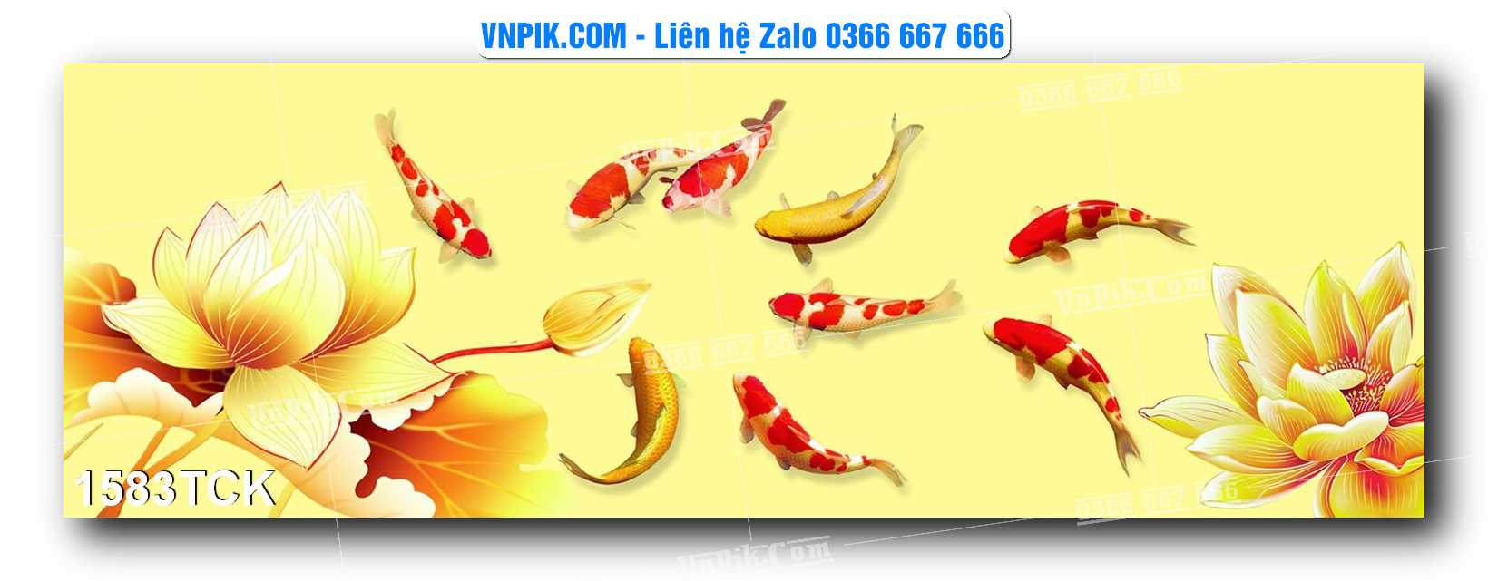 Tranh Hoa Sen – Cá Koi – Cá Chép 1583TCK