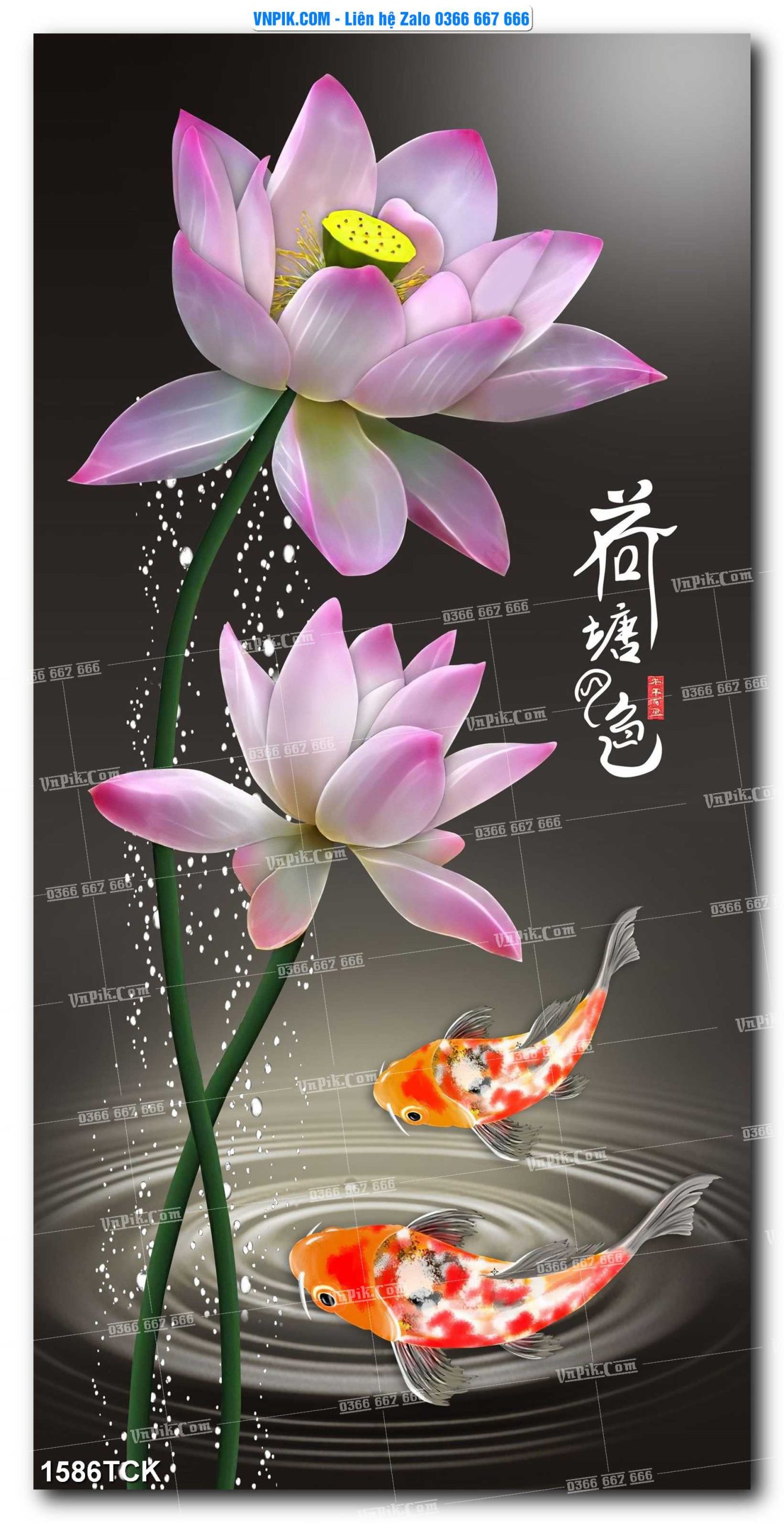 Tranh Hoa Sen – Cá Koi – Cá Chép 1586TCK