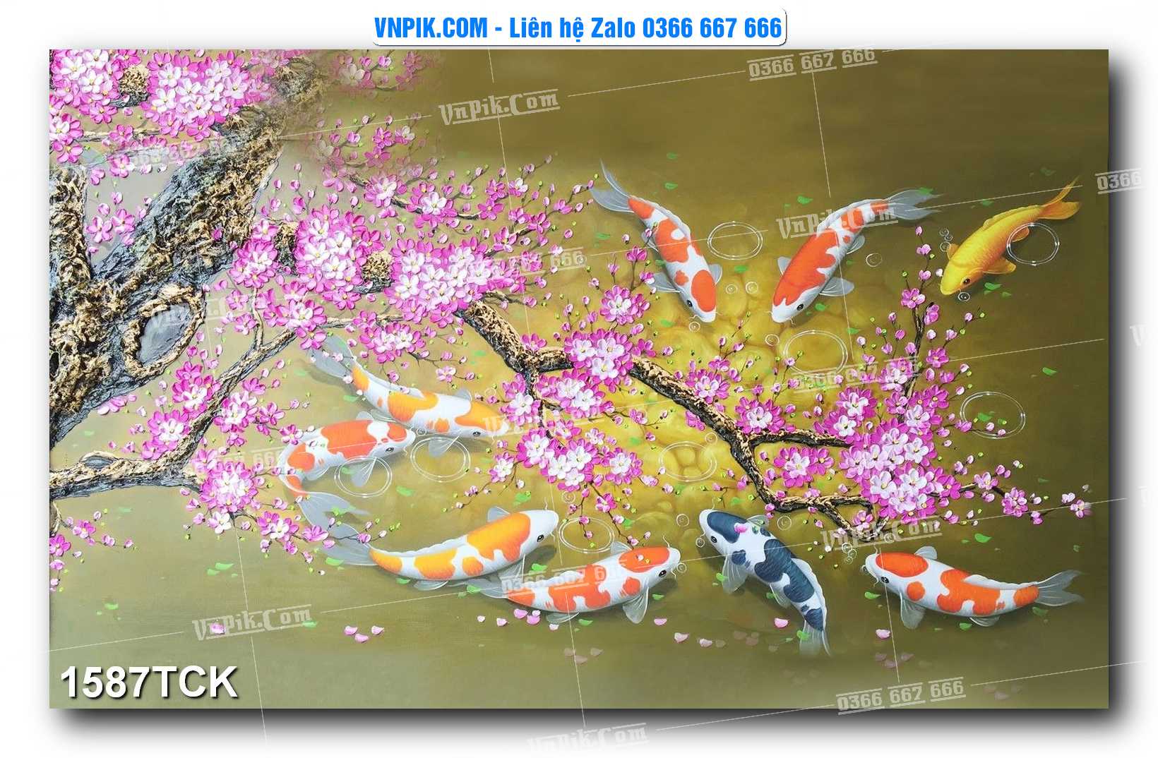 Tranh Hoa Sen – Cá Koi – Cá Chép 1587TCK