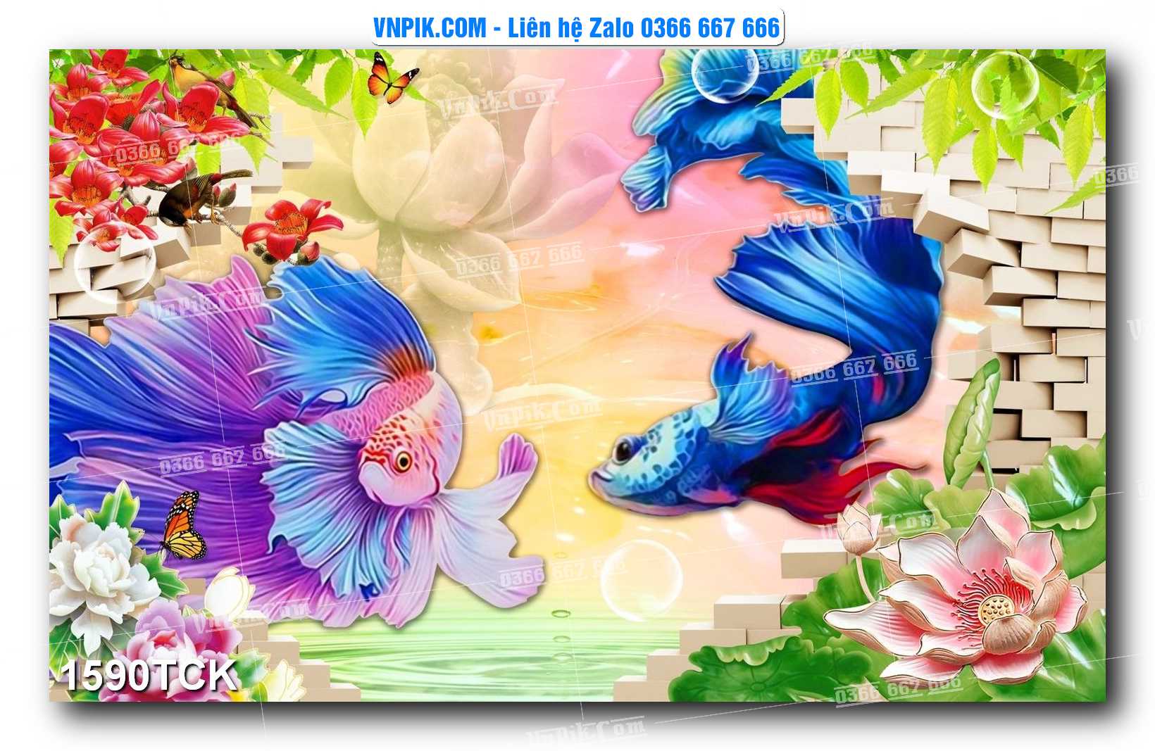 Tranh Hoa Sen – Cá Koi – Cá Chép 1590TCK