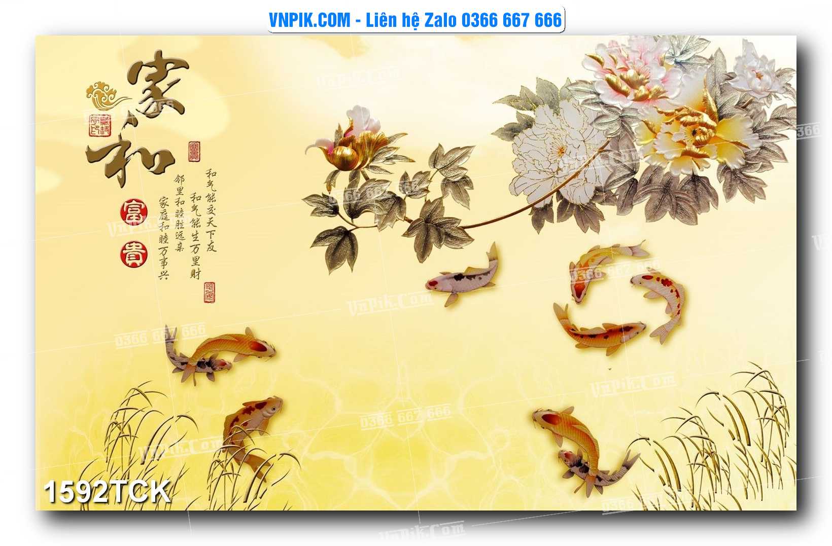 Tranh Hoa Sen – Cá Koi – Cá Chép 1592TCK