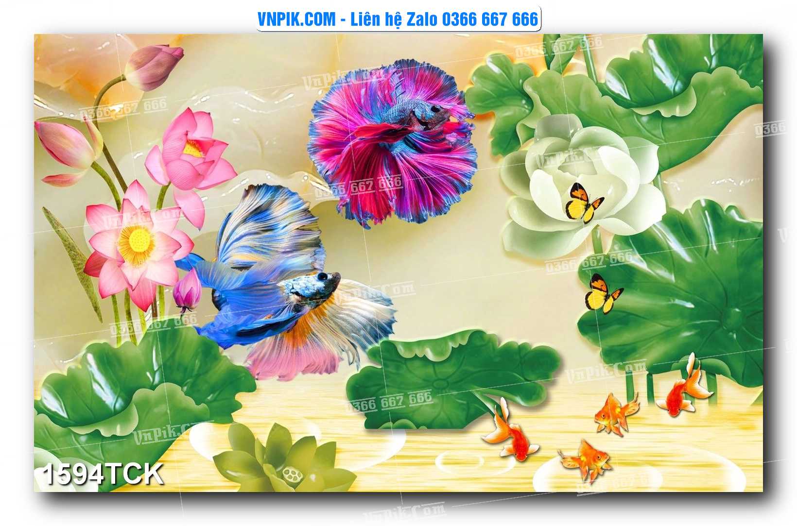 Tranh Hoa Sen – Cá Koi – Cá Chép 1594TCK