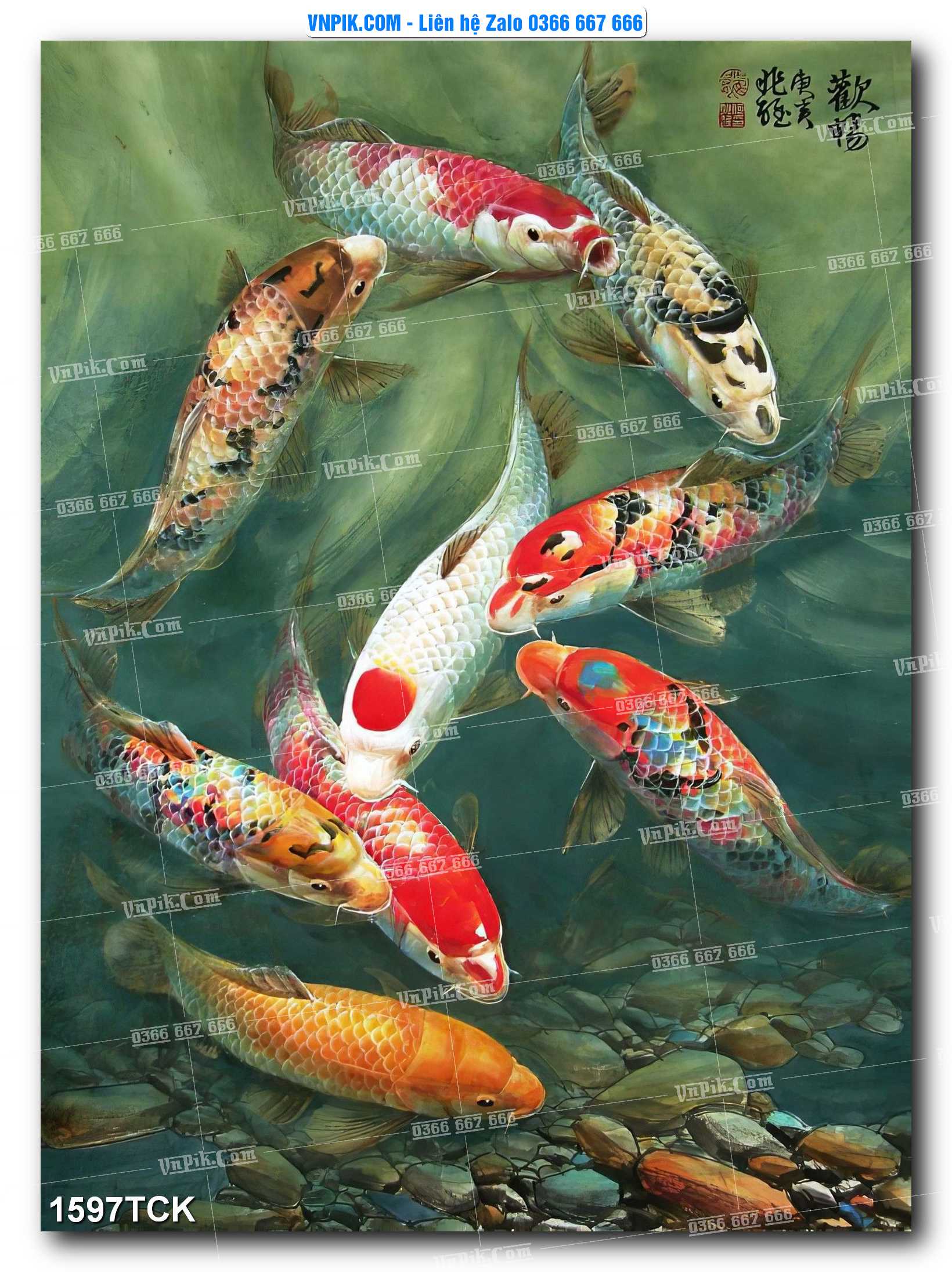 Tranh Hoa Sen – Cá Koi – Cá Chép 1597TCK