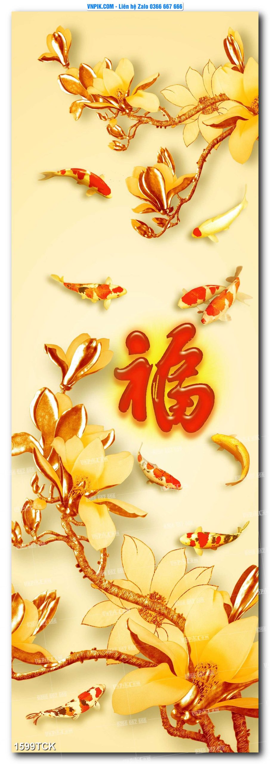 Tranh Hoa Sen – Cá Koi – Cá Chép 1599TCK