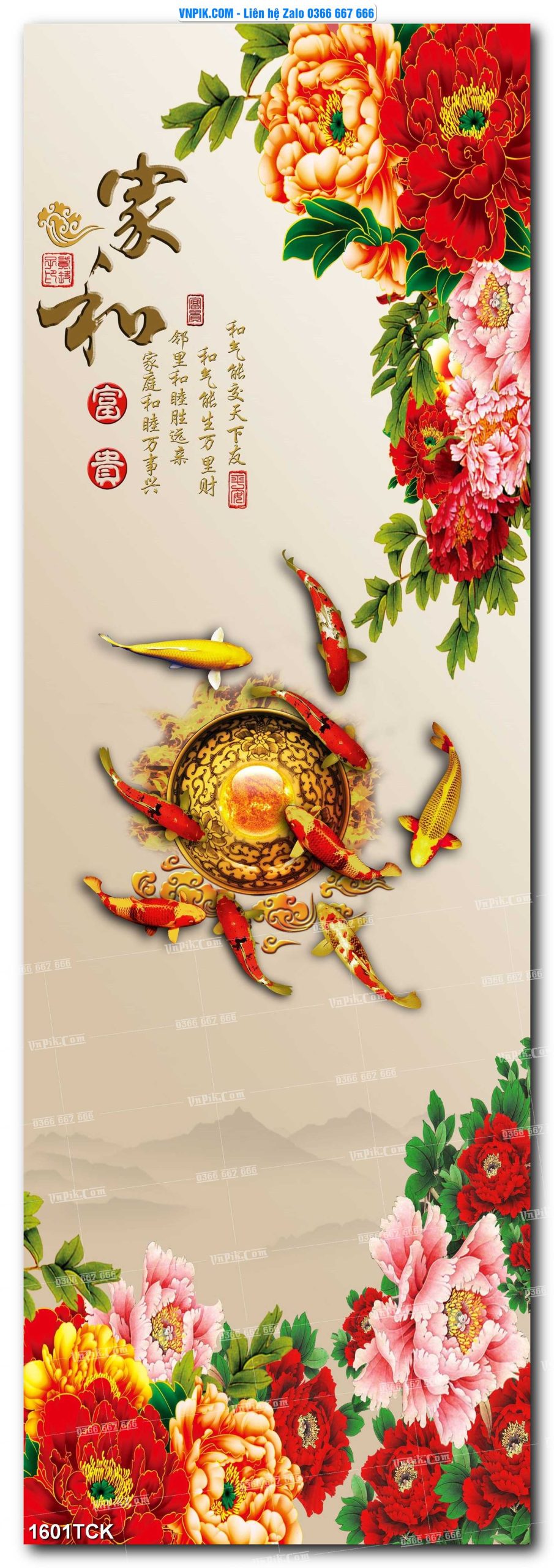 Tranh Hoa Sen – Cá Koi – Cá Chép 1601TCK