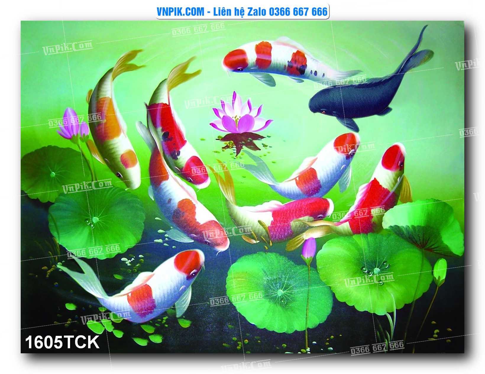 Tranh Hoa Sen – Cá Koi – Cá Chép 1605TCK