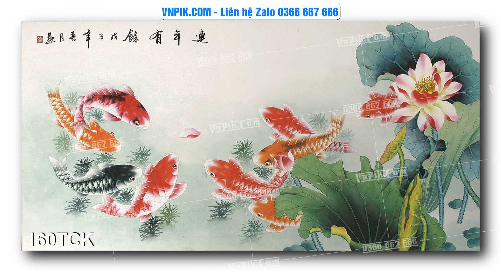 Tranh Hoa Sen – Cá Koi – Cá Chép  160TCK