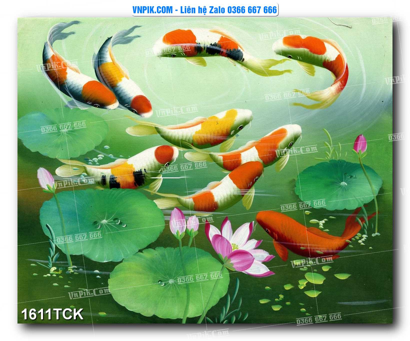Tranh Hoa Sen – Cá Koi – Cá Chép 1611TCK