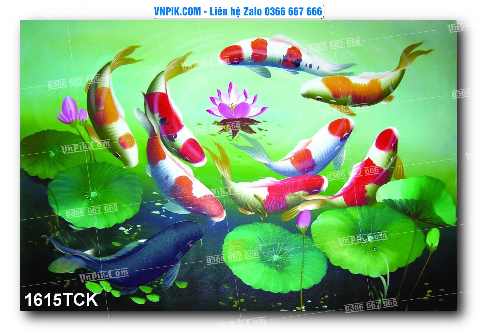 Tranh Hoa Sen – Cá Koi – Cá Chép 1615TCK