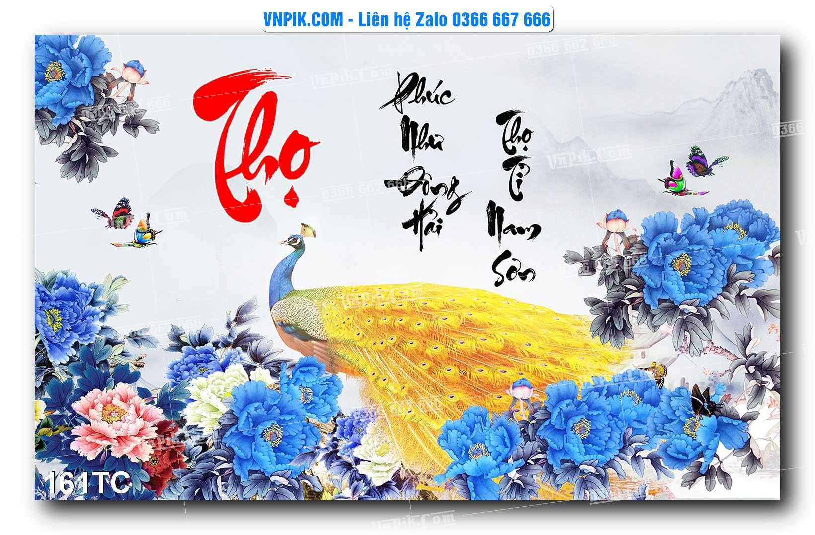Tranh Treo Tường – Chim Công Hoa Mẫu Đơn 161TC