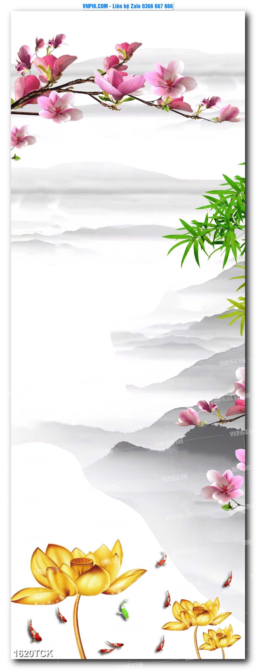 Tranh Hoa Sen – Cá Koi – Cá Chép 1620TCK