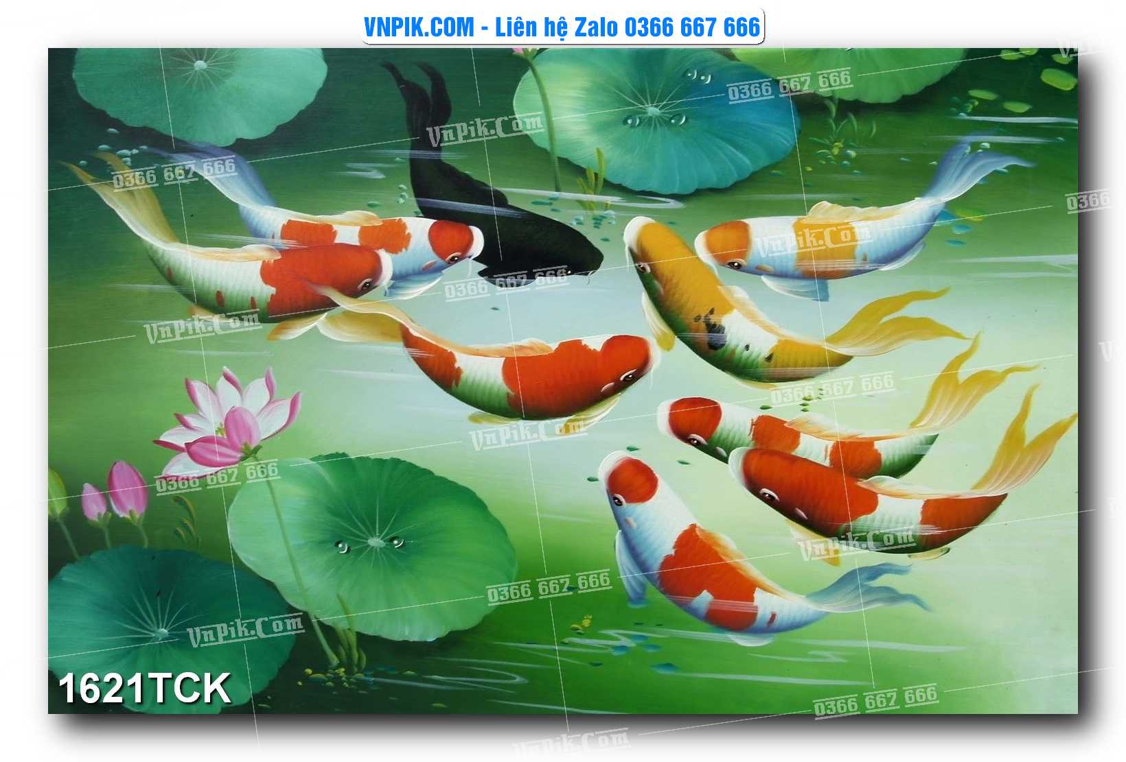 Tranh Hoa Sen – Cá Koi – Cá Chép 1621TCK