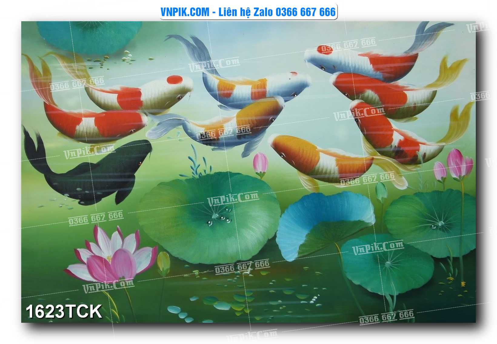 Tranh Hoa Sen – Cá Koi – Cá Chép 1623TCK