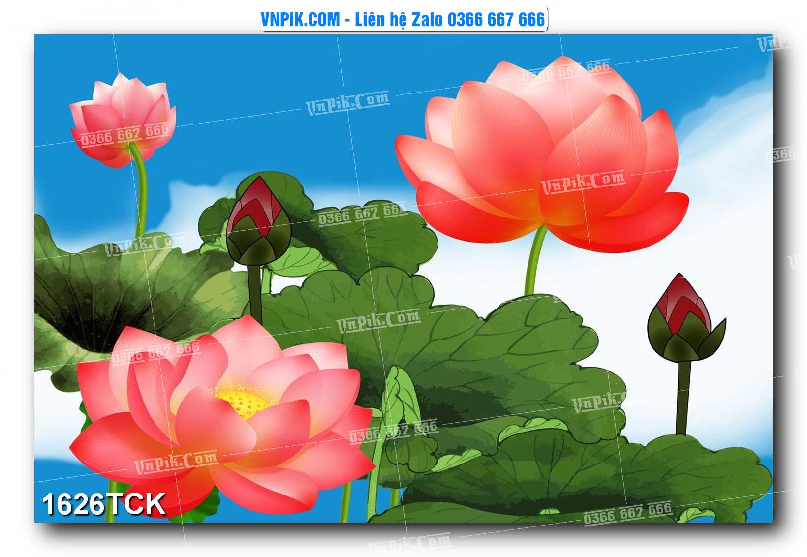 Tranh Hoa Sen – Cá Koi – Cá Chép 1626TCK