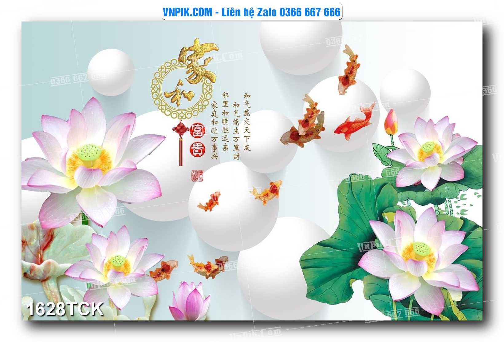 Tranh Hoa Sen – Cá Koi – Cá Chép 1628TCK