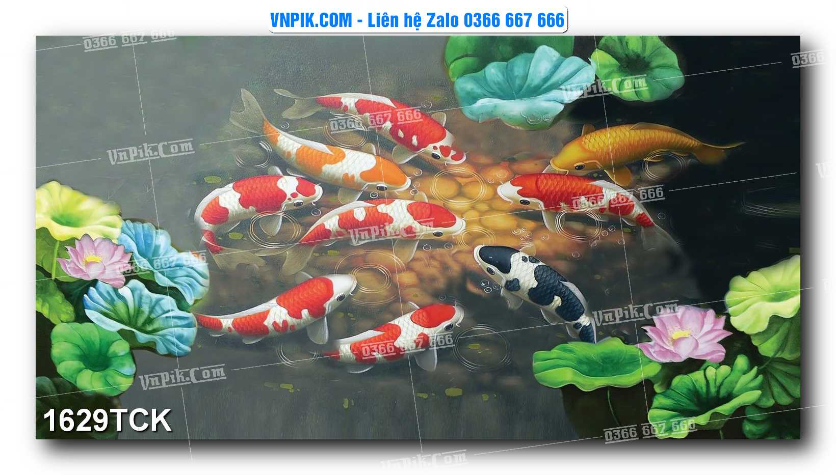 Tranh Hoa Sen – Cá Koi – Cá Chép 1629TCK