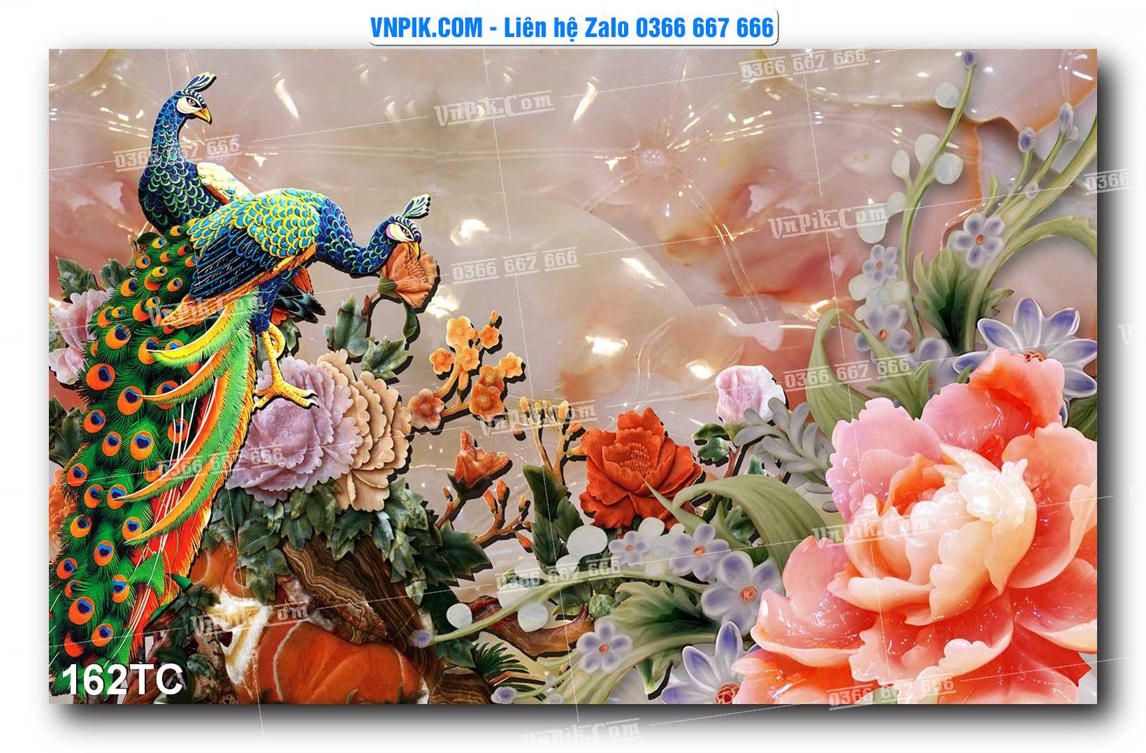 Tranh Treo Tường – Chim Công Hoa Mẫu Đơn 162TC