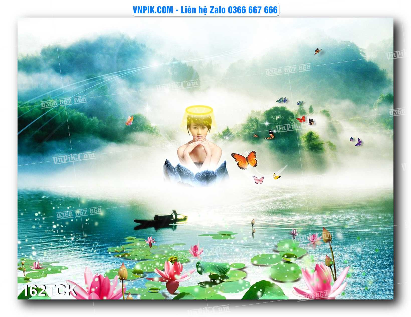 Tranh Hoa Sen – Cá Koi – Cá Chép  162TCK