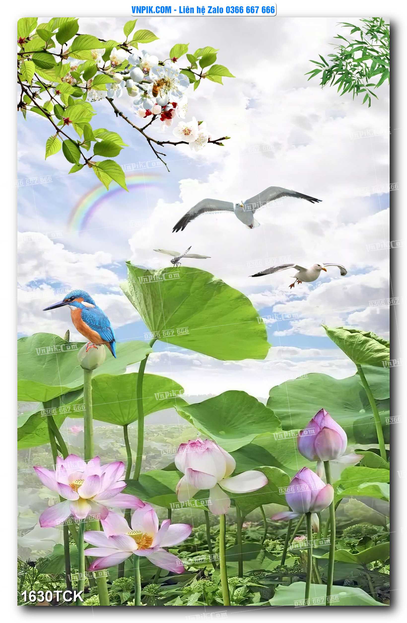 Tranh Hoa Sen – Cá Koi – Cá Chép 1630TCK