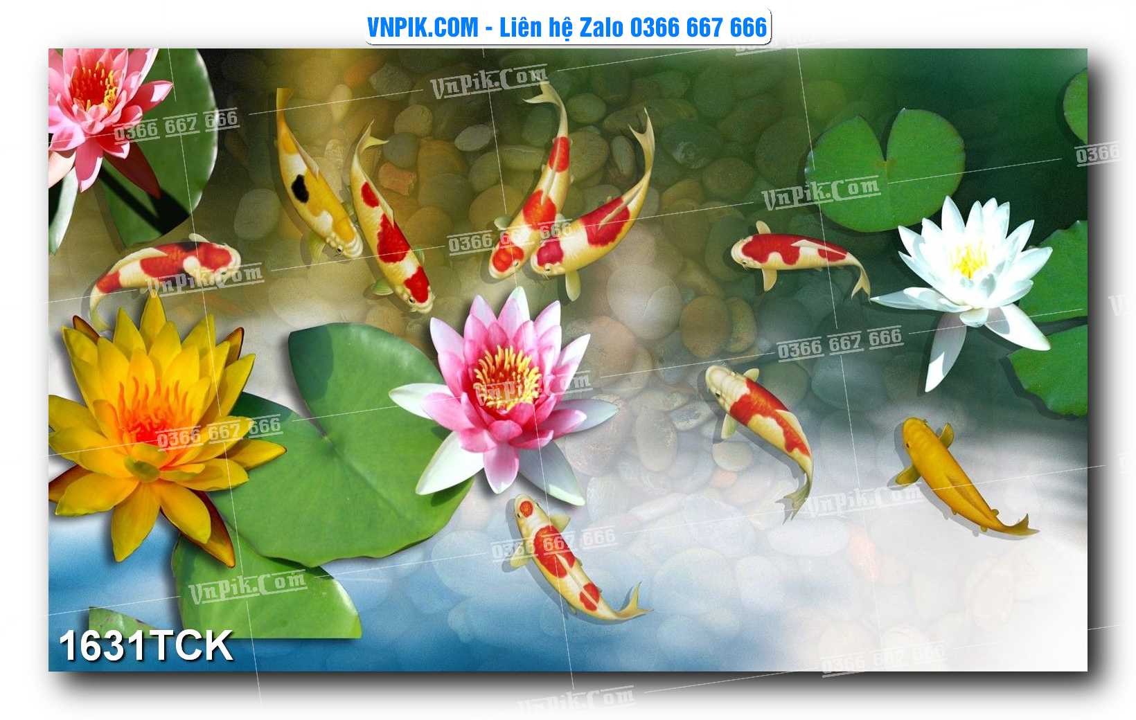 Tranh Hoa Sen – Cá Koi – Cá Chép 1631TCK