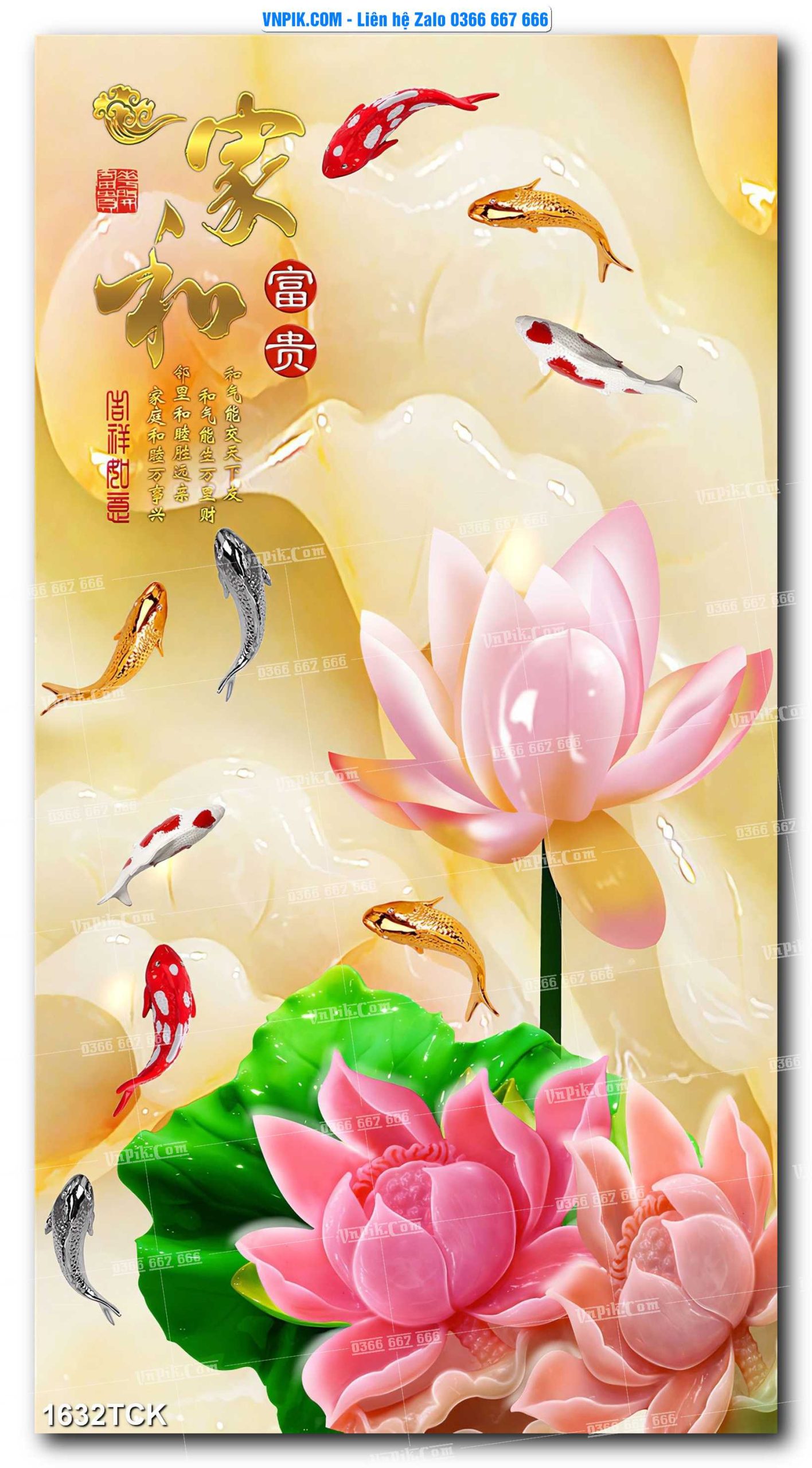 Tranh Hoa Sen – Cá Koi – Cá Chép 1632TCK