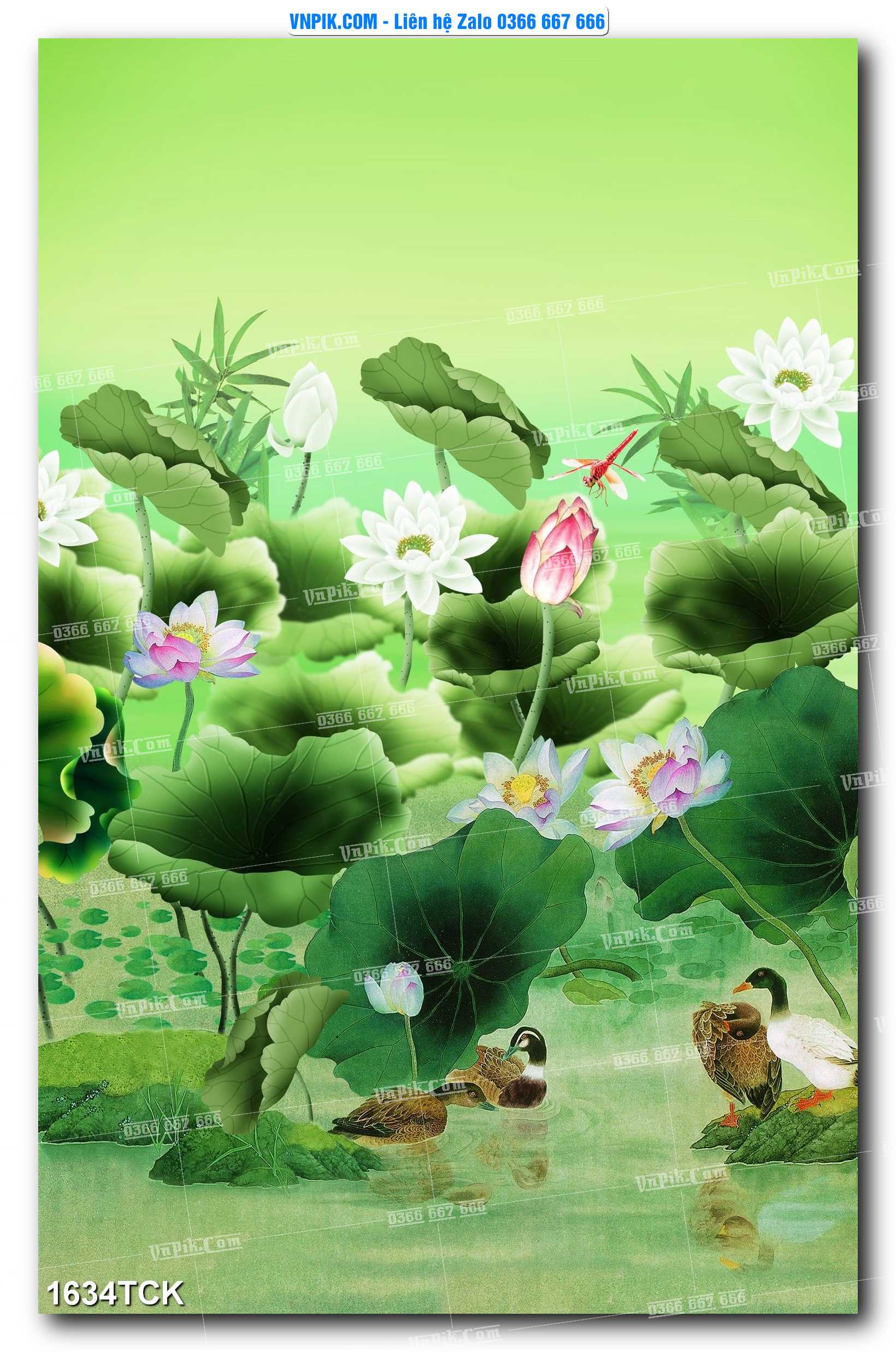 Tranh Hoa Sen – Cá Koi – Cá Chép 1634TCK