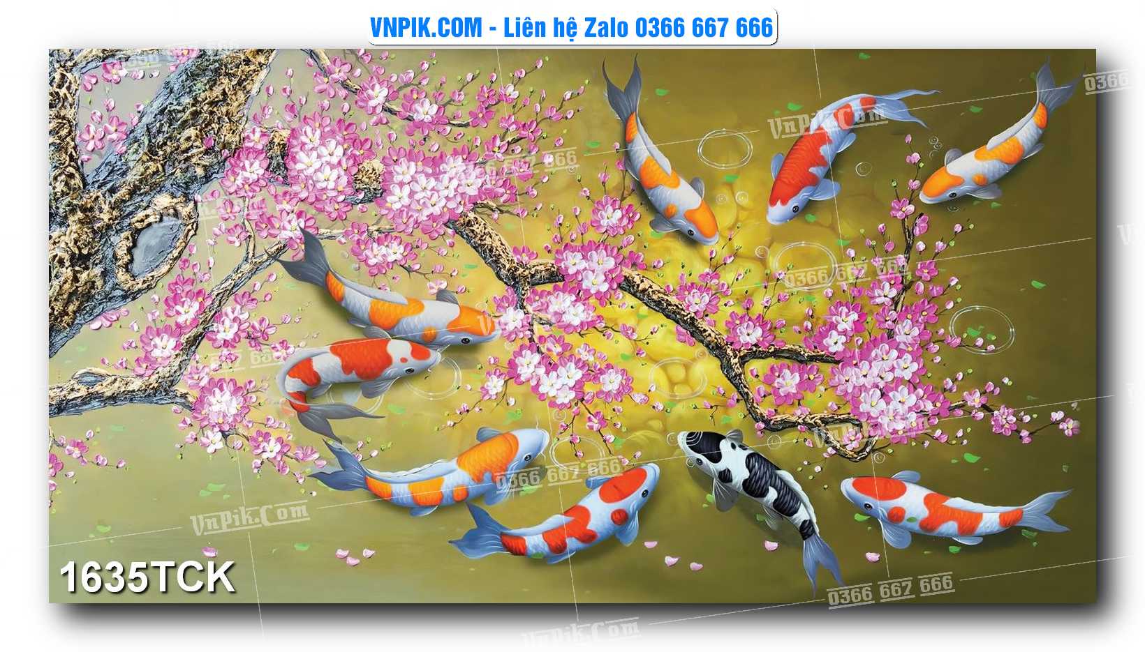 Tranh Hoa Sen – Cá Koi – Cá Chép 1635TCK